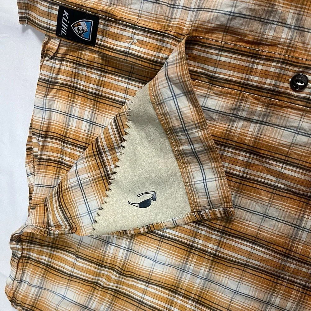 Kuhl Mens Size Large Mountain Grown Plaid Short Sleeve Cotton Linen Blend Shirt - Picture 5 of 10